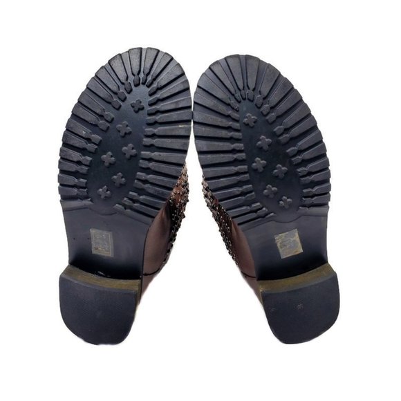 Brown leather boot highlighted by a studded design with a low block heel.* 8 1/2 - Picture 5 of 6